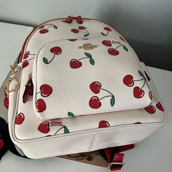Coach Court Backpack With Heart Cherry Print - Picture 10 of 10